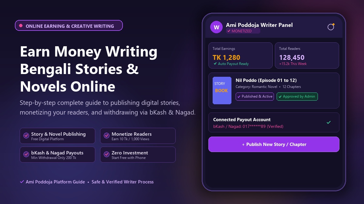 How to Earn Money by Writing Bengali Stories & Novels on Ami Poddoja